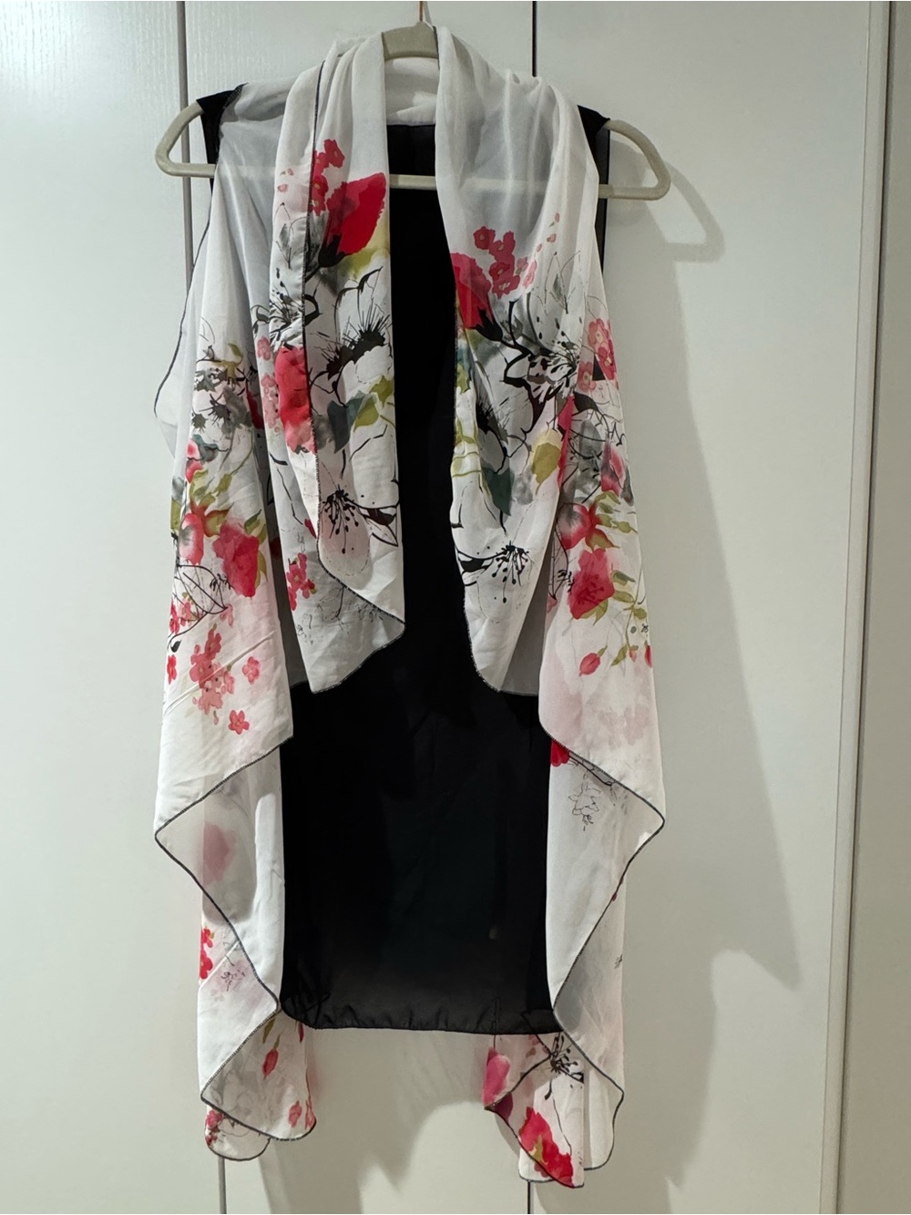 White Floral Print Lightweight Scarf - Women's Elegant Wrap